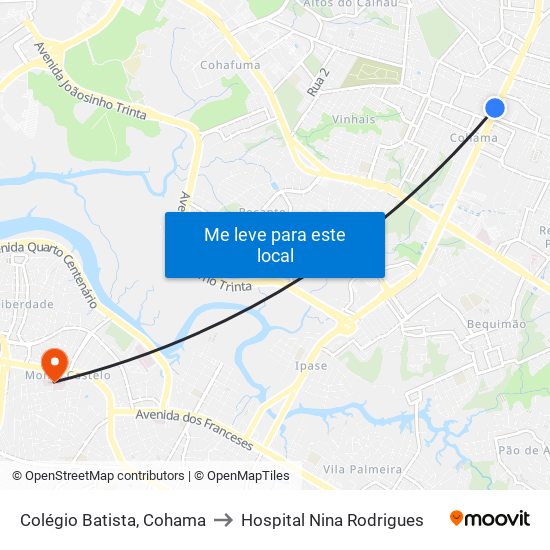 Colégio Batista, Cohama to Hospital Nina Rodrigues map