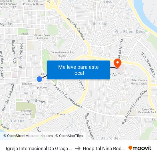 Igreja Internacional Da Graça De Deus to Hospital Nina Rodrigues map