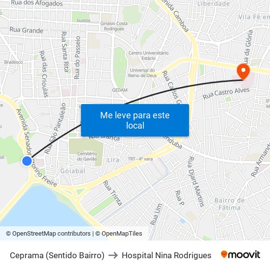 Ceprama (Sentido Bairro) to Hospital Nina Rodrigues map