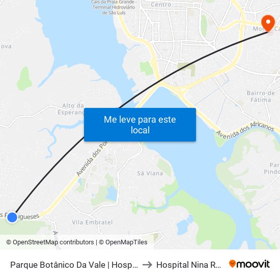 Parque Botânico Da Vale | Hospital Da Mulher to Hospital Nina Rodrigues map