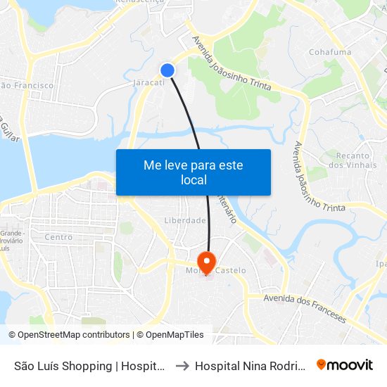 São Luís Shopping | Hospital Udi to Hospital Nina Rodrigues map