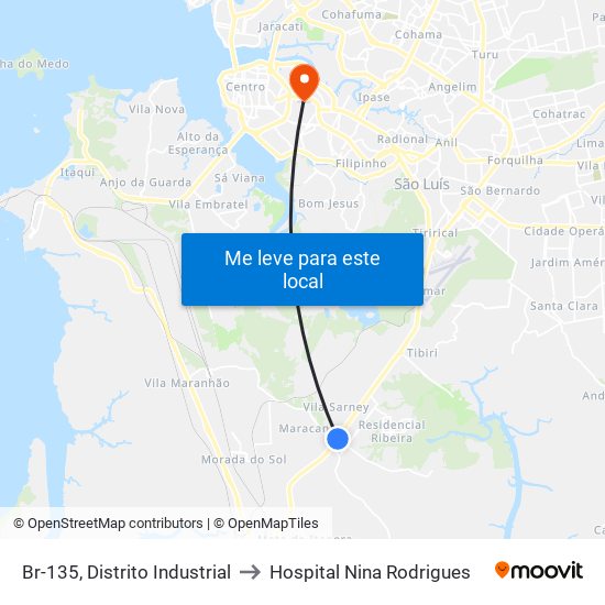 Br-135, Distrito Industrial to Hospital Nina Rodrigues map