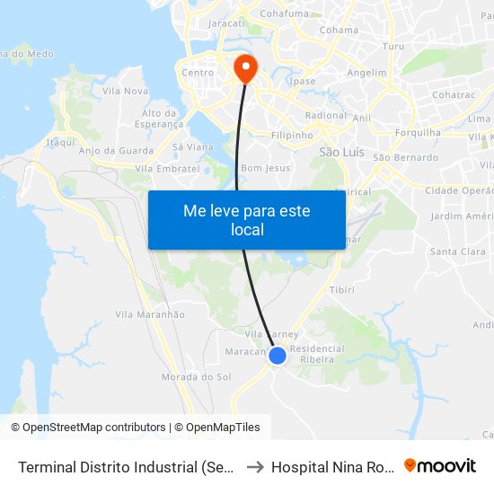Terminal Distrito Industrial (Sentido Bairro) to Hospital Nina Rodrigues map