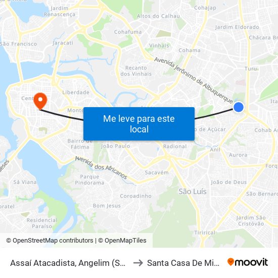 Assaí Atacadista, Angelim (Sentido Centro) to Santa Casa De Misericórdia map