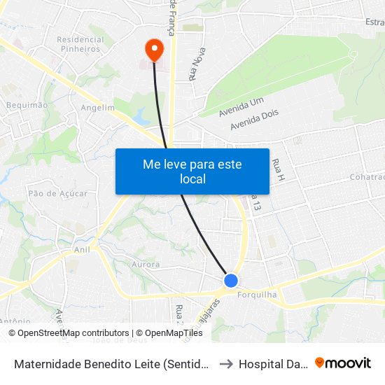 Maternidade Benedito Leite (Sentido Cohab) to Hospital Da Ilha map