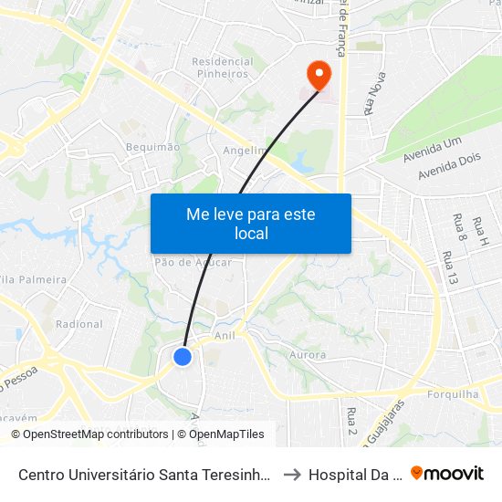 Centro Universitário Santa Teresinha - Cest to Hospital Da Ilha map