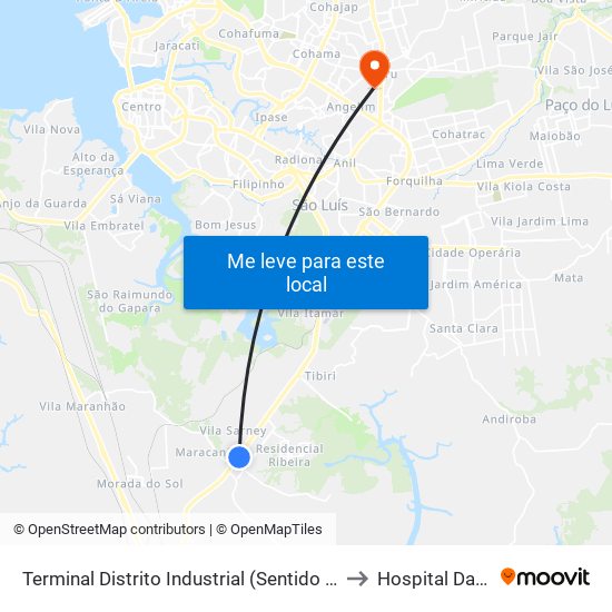 Terminal Distrito Industrial (Sentido Centro) to Hospital Da Ilha map