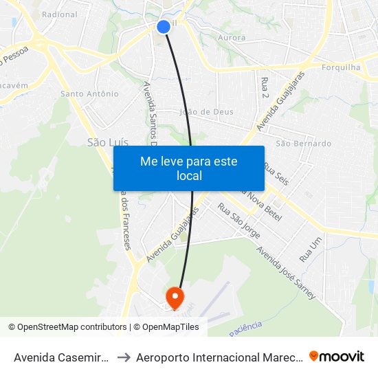 Avenida Casemiro Júnior, Anil to Aeroporto Internacional Marechal Cunha Machado map