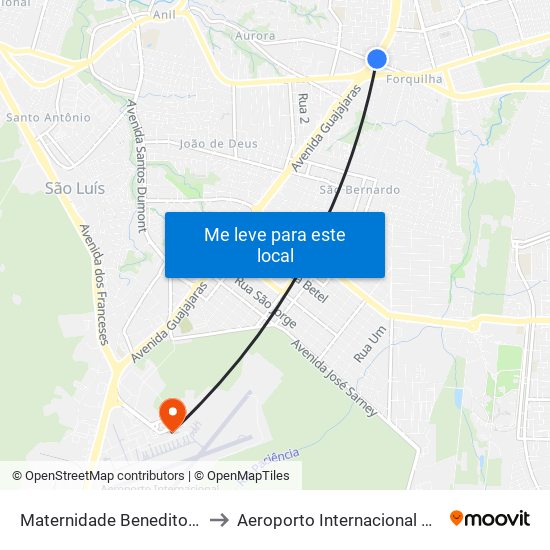 Maternidade Benedito Leite (Sentido Cohab) to Aeroporto Internacional Marechal Cunha Machado map