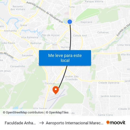 Faculdade Anhanguera, Turu to Aeroporto Internacional Marechal Cunha Machado map