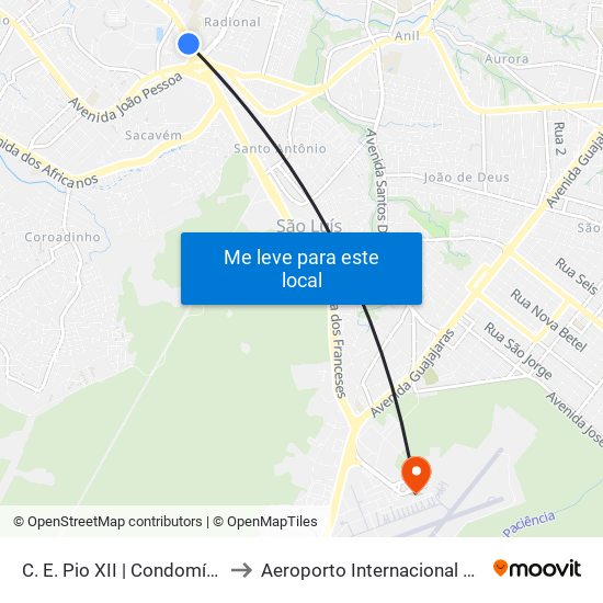 C. E. Pio XII | Condomínio Alto Dos Franceses to Aeroporto Internacional Marechal Cunha Machado map