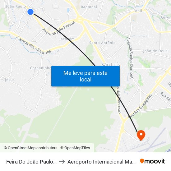 Feira Do João Paulo (Sentido Bairro) to Aeroporto Internacional Marechal Cunha Machado map