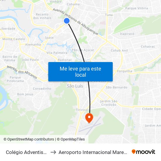 Colégio Adventista, Bequimão to Aeroporto Internacional Marechal Cunha Machado map