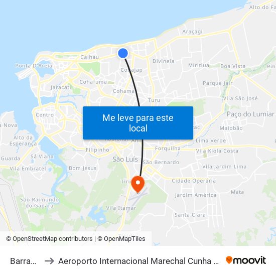 Barramar to Aeroporto Internacional Marechal Cunha Machado map
