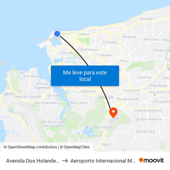 Avenida Dos Holandeses, Ponta Do Farol to Aeroporto Internacional Marechal Cunha Machado map