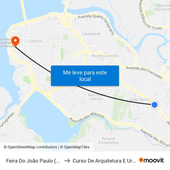 Feira Do João Paulo (Sentido Bairro) to Curso De Arquitetura E Urbanismo - Uema map