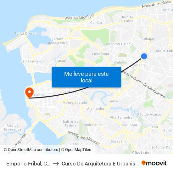 Empório Fribal, Cohama to Curso De Arquitetura E Urbanismo - Uema map