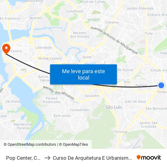 Pop Center, Cohab to Curso De Arquitetura E Urbanismo - Uema map