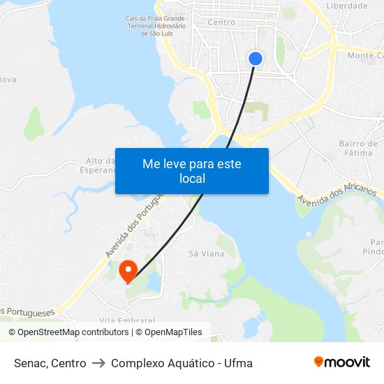 Senac, Centro to Complexo Aquático - Ufma map