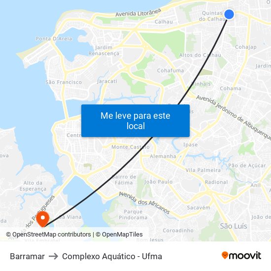 Barramar to Complexo Aquático - Ufma map