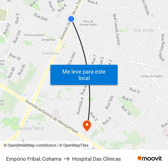 Empório Fribal, Cohama to Hospital Das Clínicas map