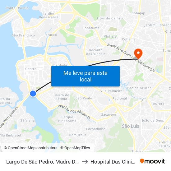 Largo De São Pedro, Madre Deus to Hospital Das Clínicas map