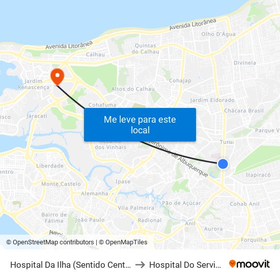 Hospital Da Ilha (Sentido Centro) to Hospital Do Servidor map