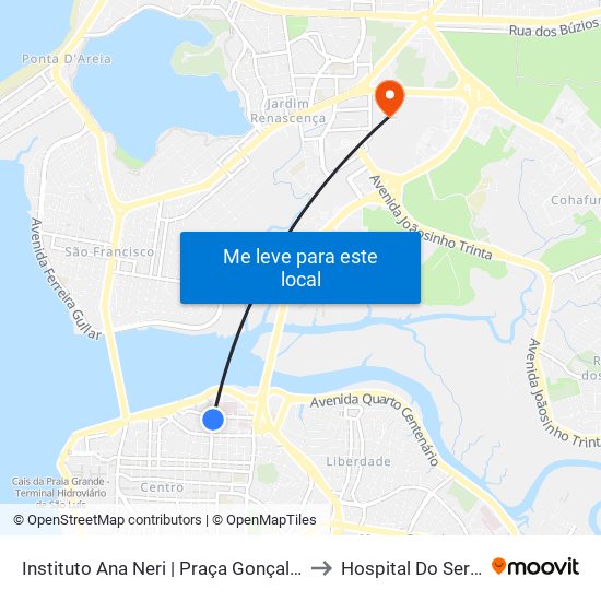 Instituto Ana Neri | Praça Gonçalves Dias to Hospital Do Servidor map