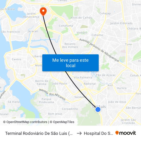 Terminal Rodoviário De São Luis (Sentido Centro) to Hospital Do Servidor map