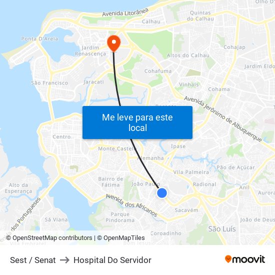 Sest / Senat to Hospital Do Servidor map