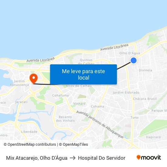 Mix Atacarejo, Olho D'Água to Hospital Do Servidor map