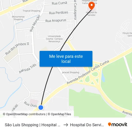 São Luís Shopping | Hospital Udi to Hospital Do Servidor map