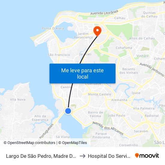 Largo De São Pedro, Madre Deus to Hospital Do Servidor map