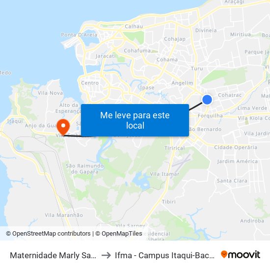 Maternidade Marly Sarney to Ifma - Campus Itaqui-Bacanga map