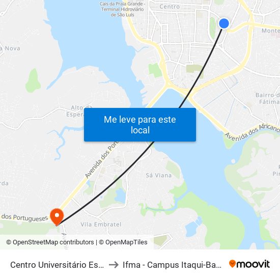 Centro Universitário Estácio to Ifma - Campus Itaqui-Bacanga map