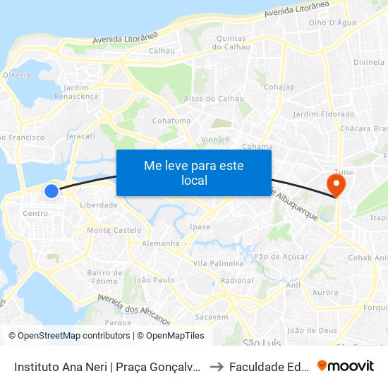 Instituto Ana Neri | Praça Gonçalves Dias to Faculdade Edufor map