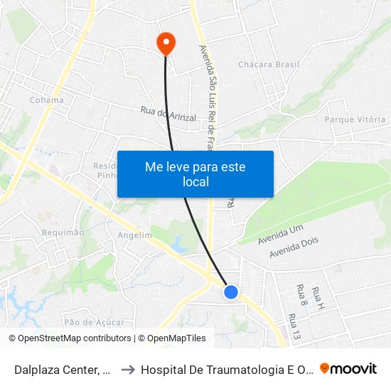 Dalplaza Center, Cohab to Hospital De Traumatologia E Ortopedia map