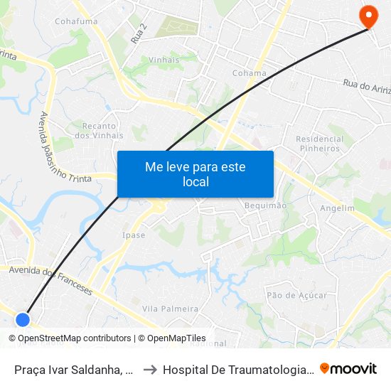 Praça Ivar Saldanha, João Paulo to Hospital De Traumatologia E Ortopedia map