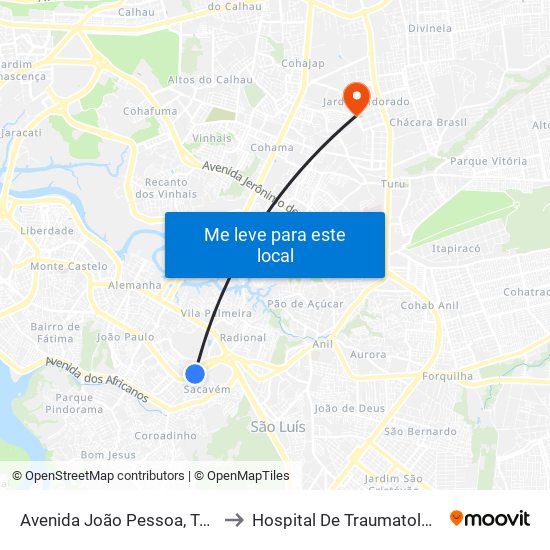 Avenida João Pessoa, Túnel Do Sacavém to Hospital De Traumatologia E Ortopedia map