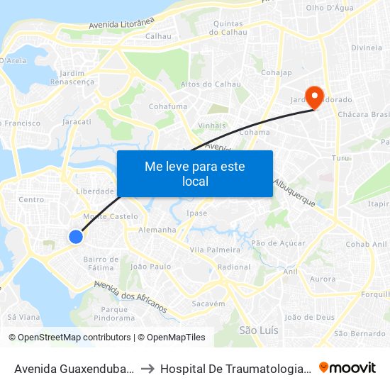 Avenida Guaxenduba, Macaúba to Hospital De Traumatologia E Ortopedia map