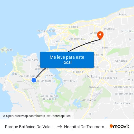 Parque Botânico Da Vale | Hospital Da Mulher to Hospital De Traumatologia E Ortopedia map