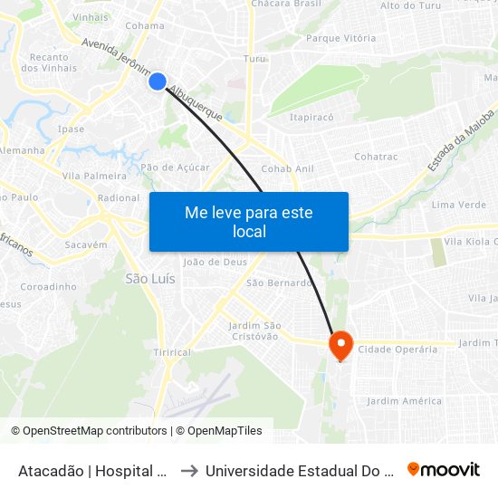 Atacadão | Hospital São Domingos to Universidade Estadual Do Maranhão - Uema map