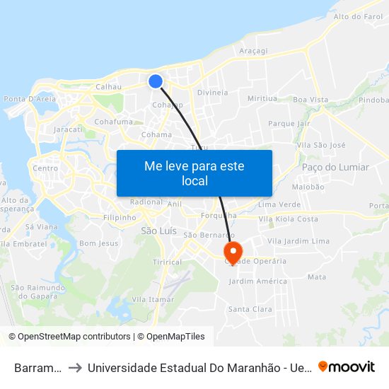 Barramar to Universidade Estadual Do Maranhão - Uema map