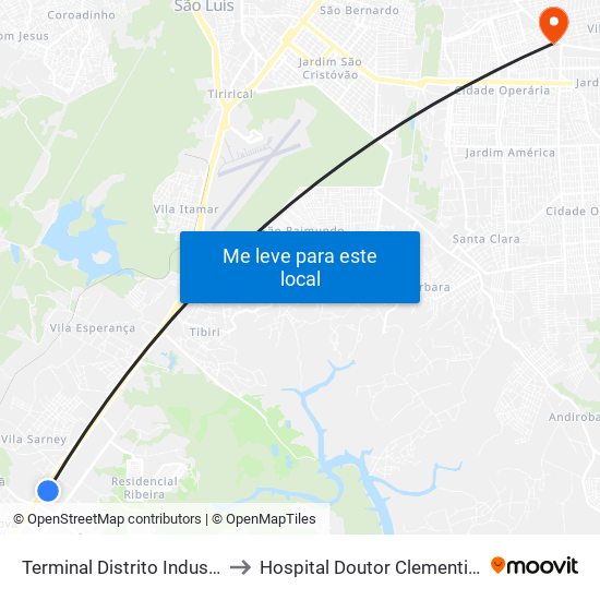 Terminal Distrito Industrial (Sentido Bairro) to Hospital Doutor Clementino Moura - Socorrão II map