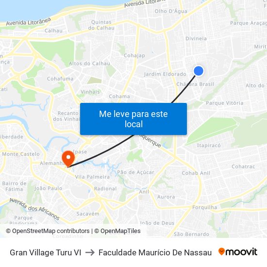 Gran Village Turu VI to Faculdade Maurício De Nassau map