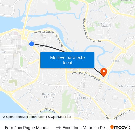 Farmácia Pague Menos, Camboa to Faculdade Maurício De Nassau map