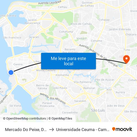 Mercado Do Peixe, Desterro to Universidade Ceuma - Campus Turu map