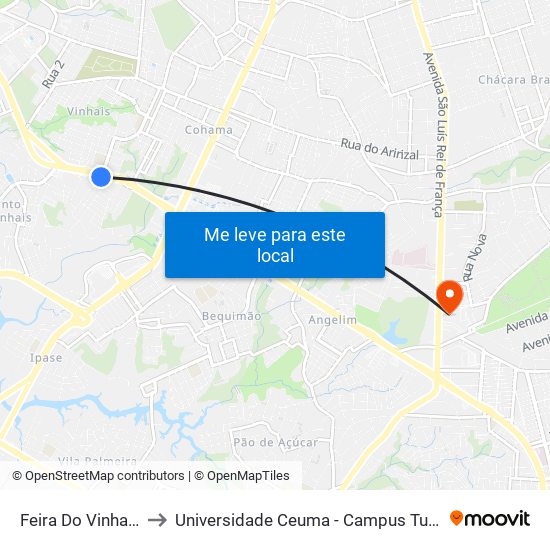 Feira Do Vinhais to Universidade Ceuma - Campus Turu map