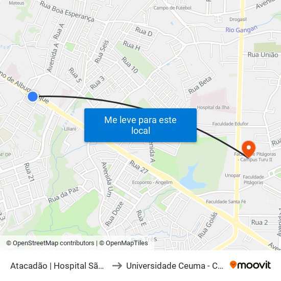 Atacadão | Hospital São Domingos to Universidade Ceuma - Campus Turu map