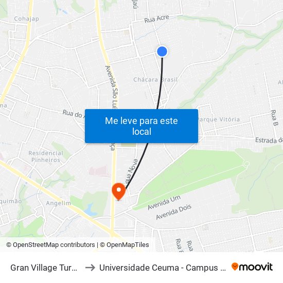 Gran Village Turu VI to Universidade Ceuma - Campus Turu map